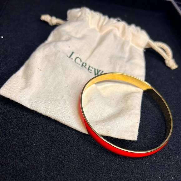 NWT- J.Crew Orange and Gold Enamel Bangle Bracelet-dustbag included - Picture 1 of 2